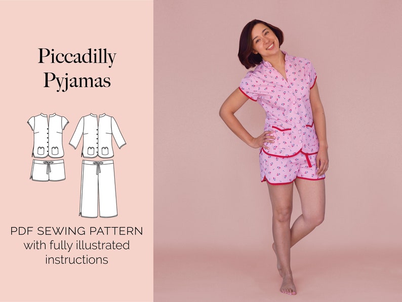 Cute Vintage Pyjama PDF Sewing Pattern | 2 Leg Lengths | 2 Sleeve ...