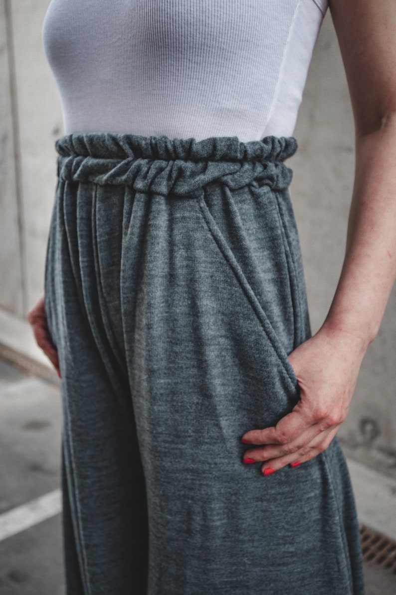 gray maxi pantshigh waist pantsplus size trouserswool loose pantswide leg pantswomen japanese pantslong loose pantswinter wool pants