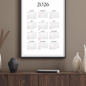 2026 Year at a Glance Printable Calendar (digital Download), A4, A3, US ...