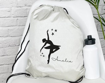 Ballerina with stars personalised Drawstring Dance Bag