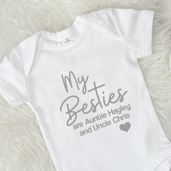 Besties Auntie And Uncle Personalised Babygrow