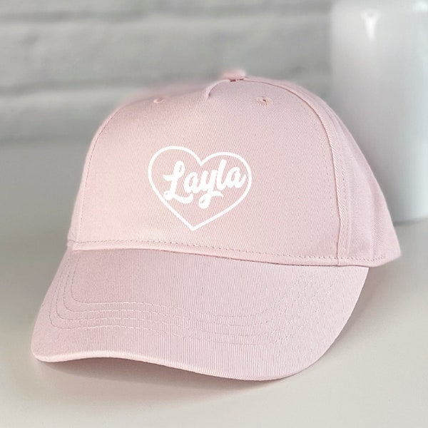 Girls Personalised Cap With Heart
