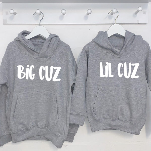 Big Cuz Lil Cuz Cousins Hoodie Set