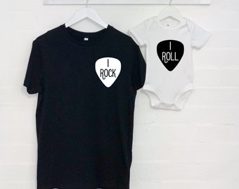 Rock And Roll Dad And Child Set. Father and Son Matching T Shirt.