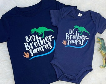 Brother Sister Saurus Dinosaur T Shirt Set