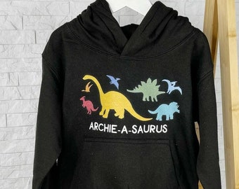 Personalised Multicoloured Dinosaur Hoodie