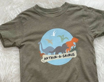 Multicoloured Personalised Dinosaur Kids T Shirt