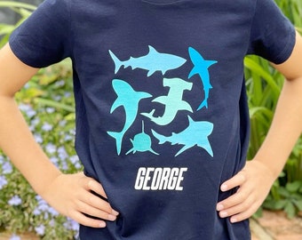 Kids Personalised Shark T Shirt