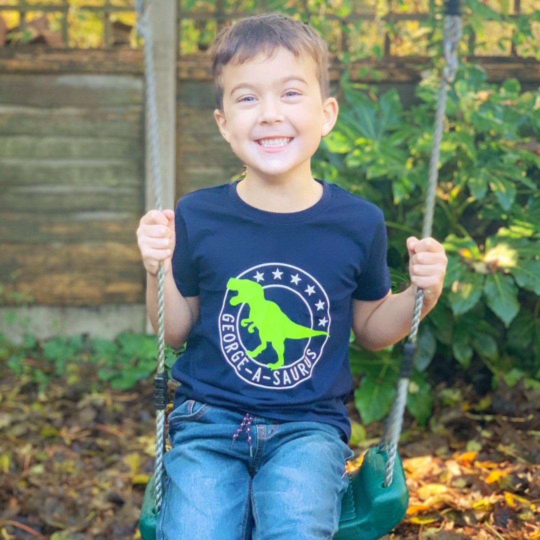 Personalised Kids Dinosaur T Shirt - Etsy UK