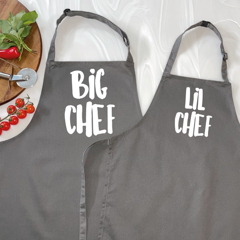Big Chef Lil Chef Father and Child Matching Apron Set image 5