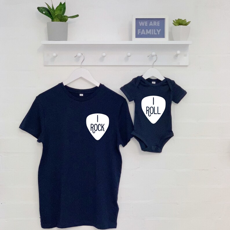 Rock And Roll Dad And Child Set Father and Son Matching T Shirt.