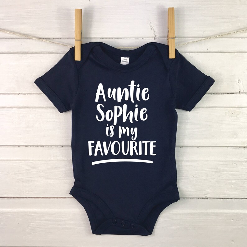 Favourite Auntie Baby Grow Personalise with name Gift for Etsy