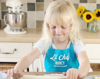 Personalised Kids Little Chef Apron Retro Style