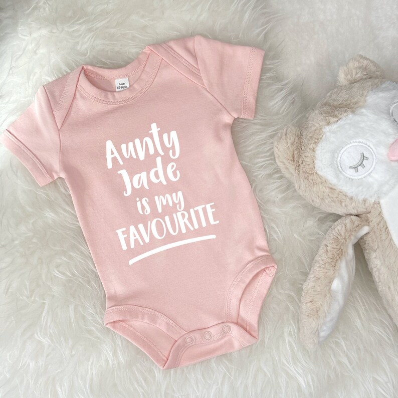 Favourite Auntie Baby Grow Personalise with name Gift for Etsy