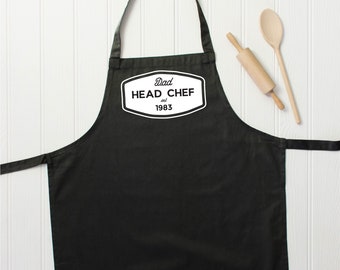 Personalised Dad Head Chef Established Apron.