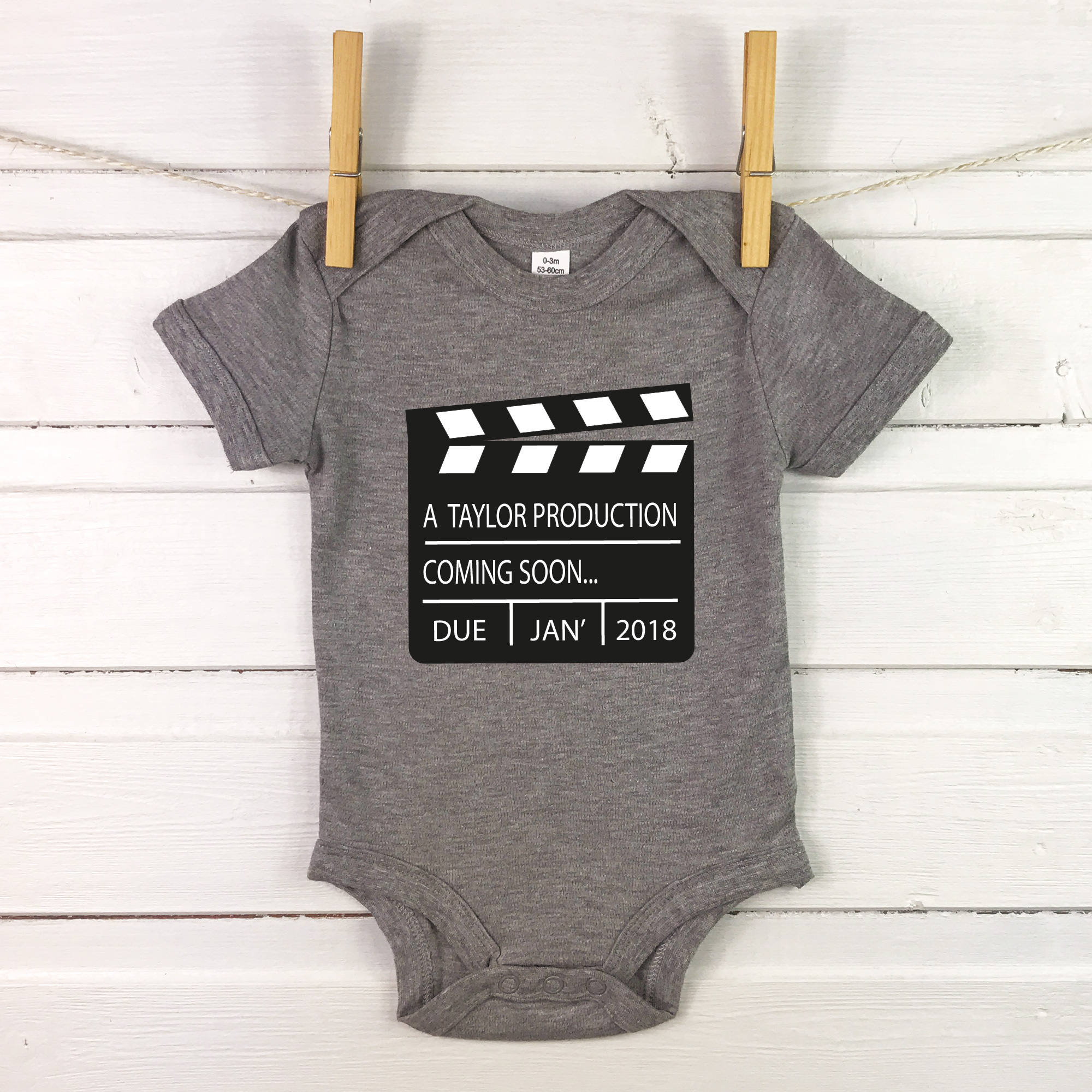 New baby announcement baby grow personalise with due date Etsy