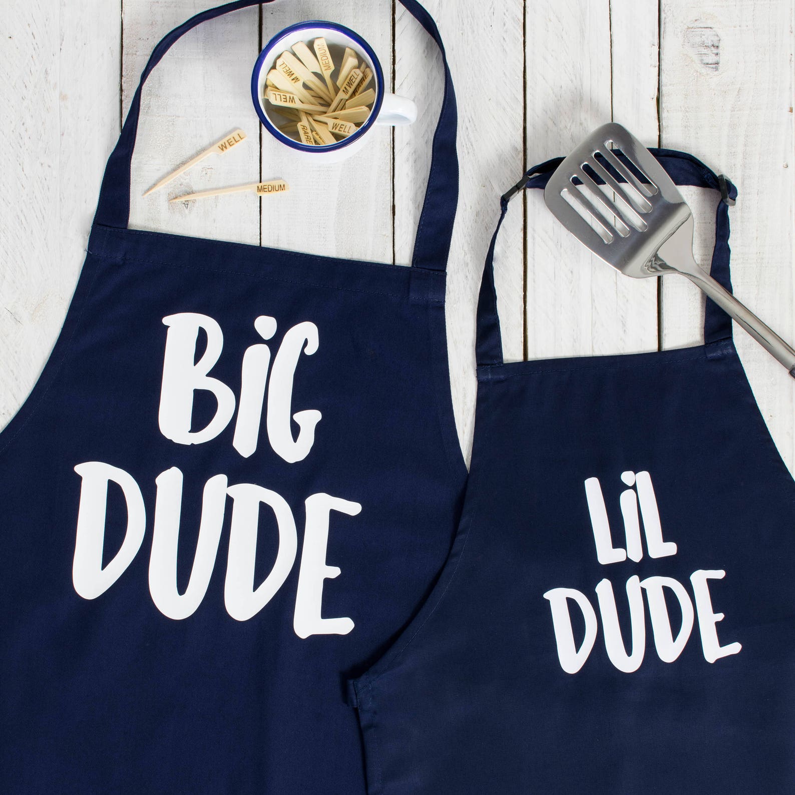 Apron Set for Father and Son Navy Blue Aprons for Dad and Etsy