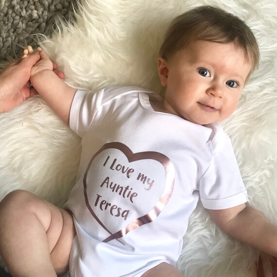 i love my auntie personalised baby grow