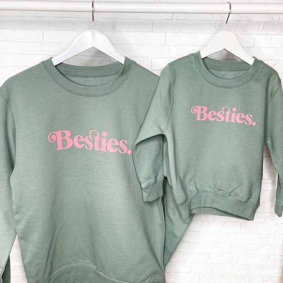 Buy Besties Mum and Daughter Sweatshirts in Sage and Pink Online