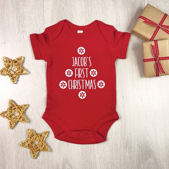 personalised first christmas babygrow