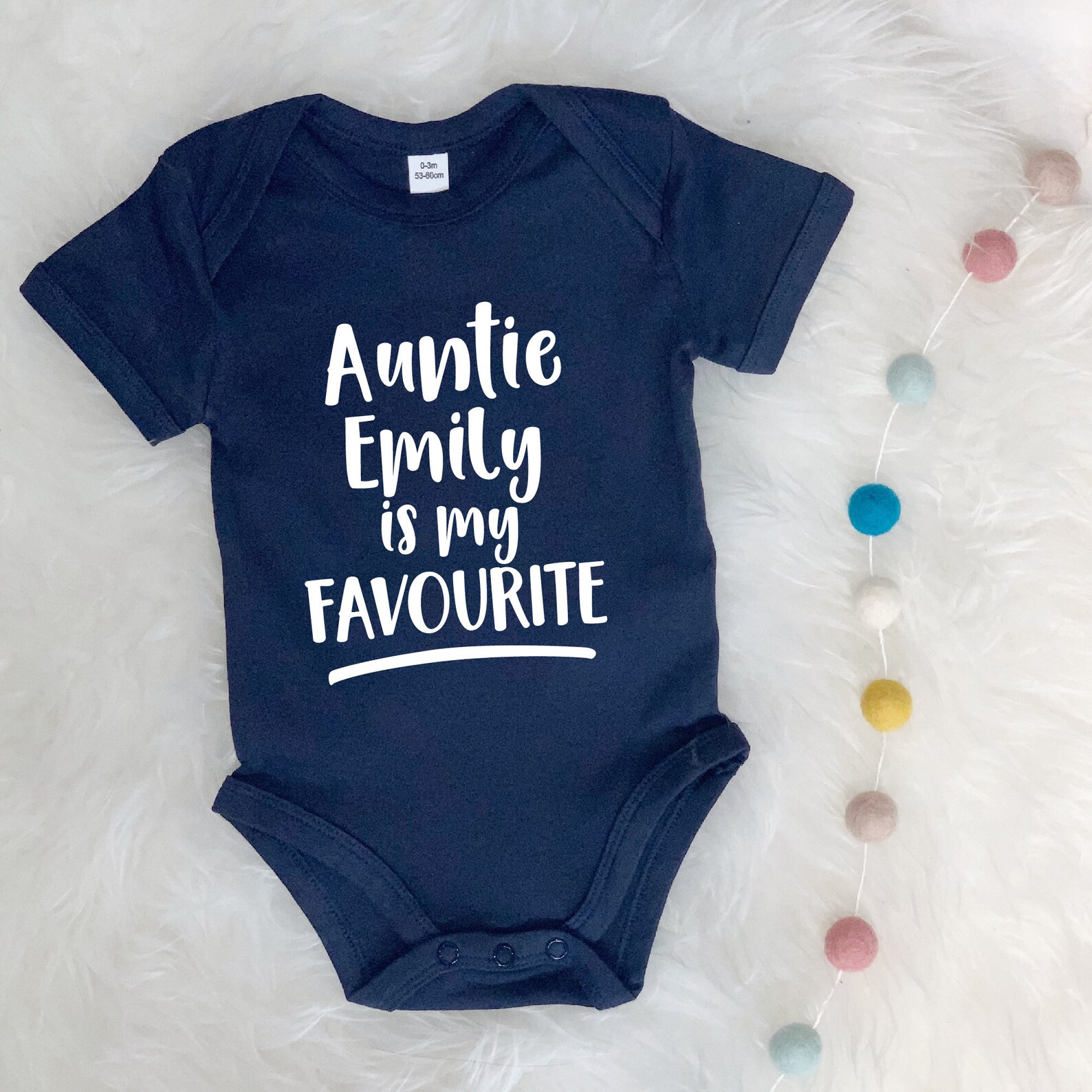 Favourite Auntie Baby Grow Personalise With Name Gift for Etsy
