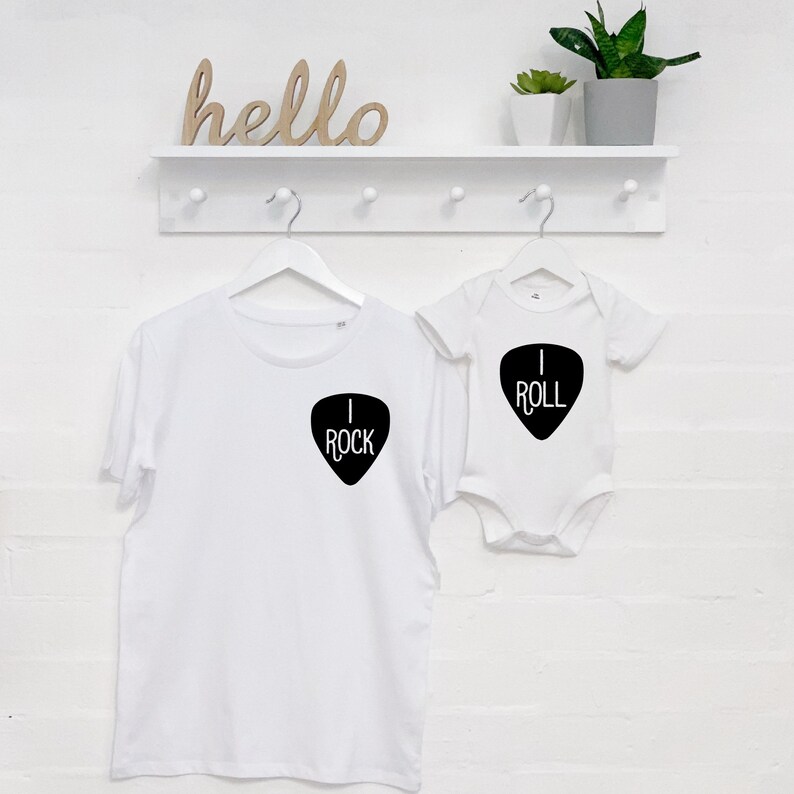 Rock And Roll Dad And Child Set Father and Son Matching T Shirt.
