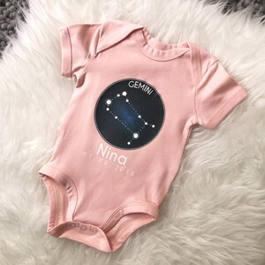 Star Sign Personalised Babygrow. Zodiac Baby vest. New baby gift. image 3