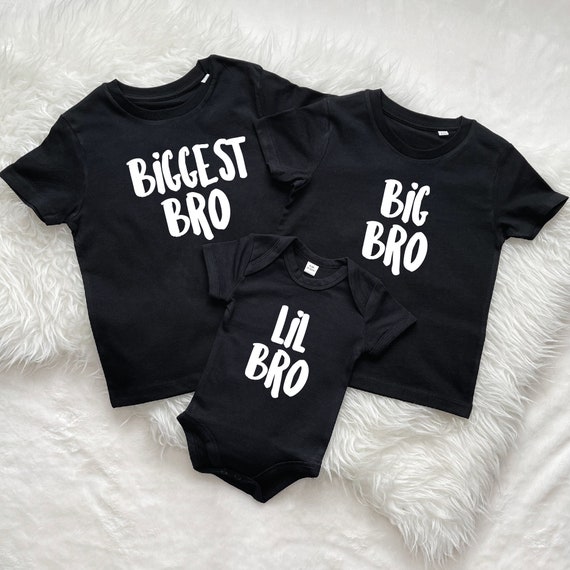 Matching Big Bro T-shirt & Lil Bro Body Set-Bleu Marine avec Blanc Imprimé 