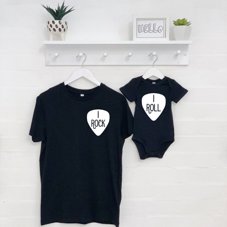 Rock And Roll Dad And Child Set Father and Son Matching T Shirt.