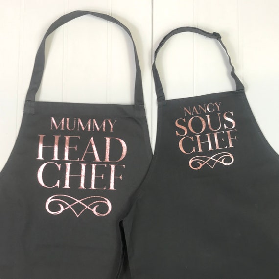 Mom & Daughter Apron Rose Gold, Personalized Apron, Present Her