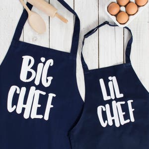 Big Chef Lil Chef Father and Child Matching Apron Set image 1