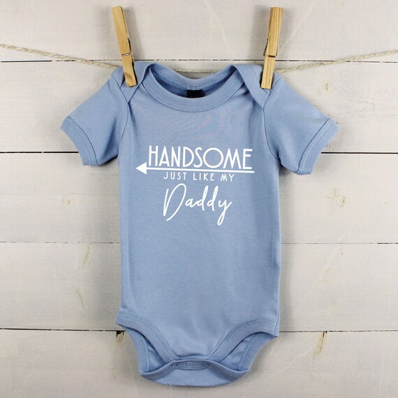 HANDSOME JUST LIKE DADDY DAD PERSONALISED BABY BIB FUNNY CUTE BIRTHDAY