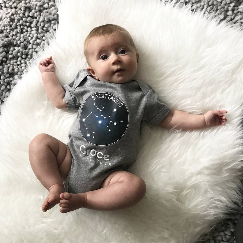 Star Sign Personalised Babygrow. Zodiac Baby vest. New baby gift. image 2