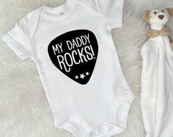 My Daddy Rocks white baby grow