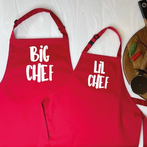 Big Chef Lil Chef Father and Child Matching Apron Set image 8