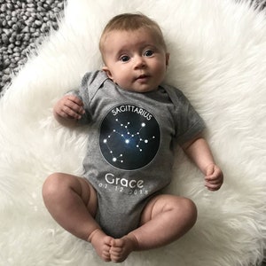 Star Sign Personalised Babygrow. Zodiac Baby vest. New baby gift. image 1