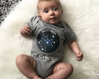 Star Sign Personalised Babygrow. Zodiac Baby vest. New baby gift.