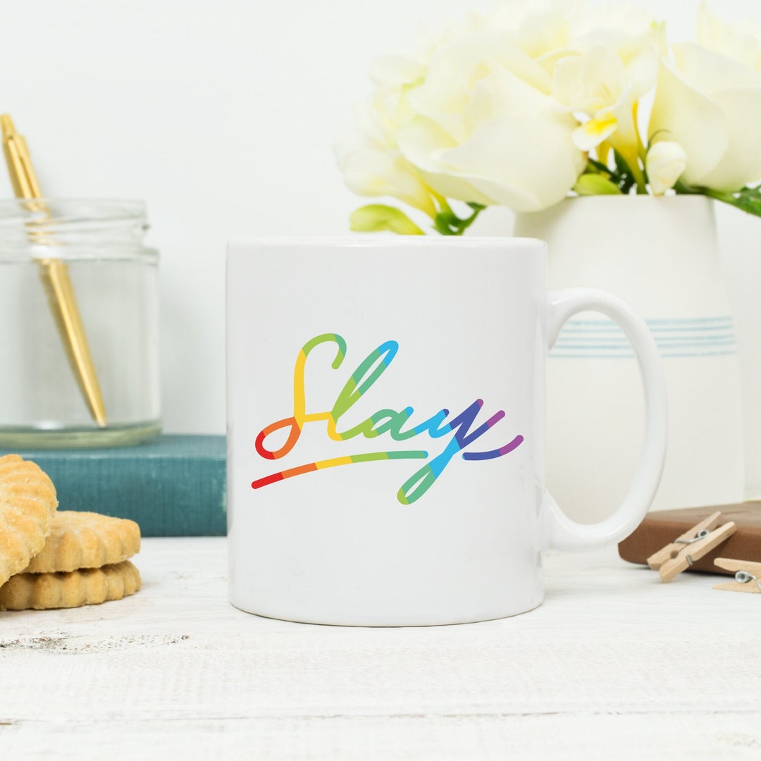 Say Yikes Mug - Trendy Rainbow Thank You Bag Style Coffee Mugs - Femfetti