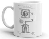 Coffee Grinder Patent Mug 1885 - Coffee Lover Gift, Old Patent Mug, Coffee Grinder Mug, Coffee Mug, Coffee Art, Patent Mug, Coffee Lover Mug