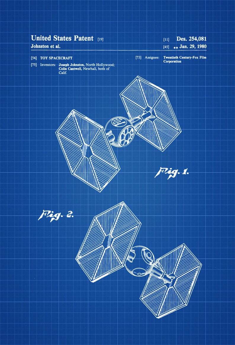 star wars tie fighter patent patent print wall decor star etsy