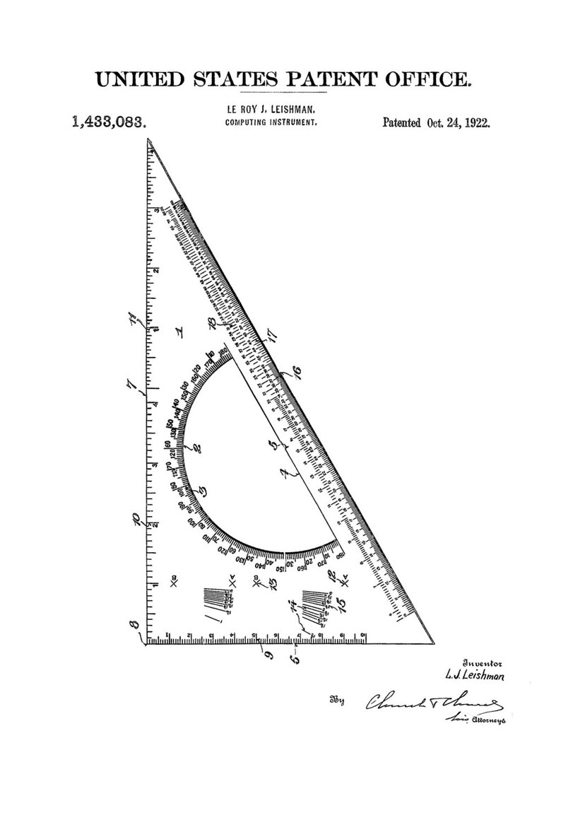 Drafting Triangle Patent 1922 Patent Print Wall Decor Etsy