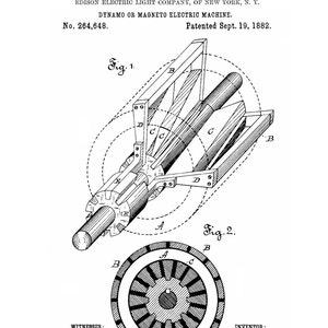 Edison Dynamo Electric Generator Patent Patent Prints Etsy