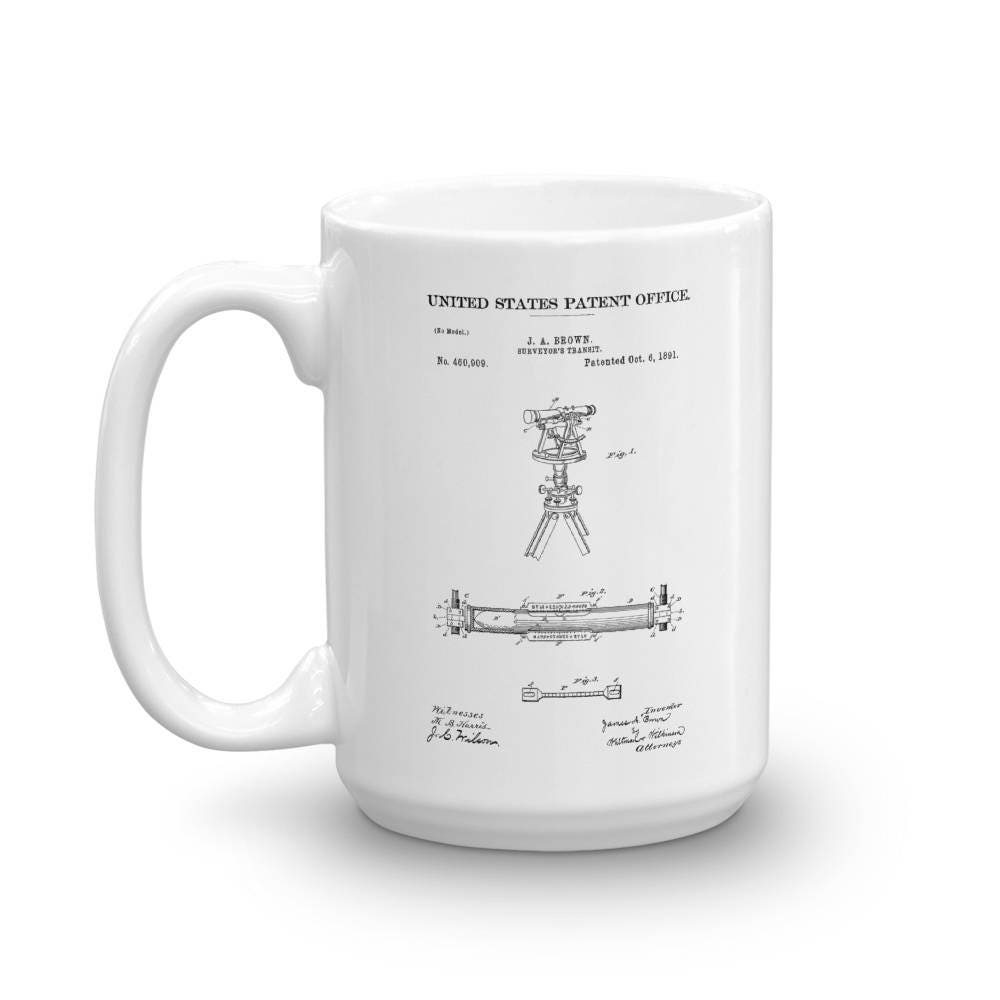 Surveyor S Transit Patent Mug Old Patent Mug Surveyor Etsy - zoom