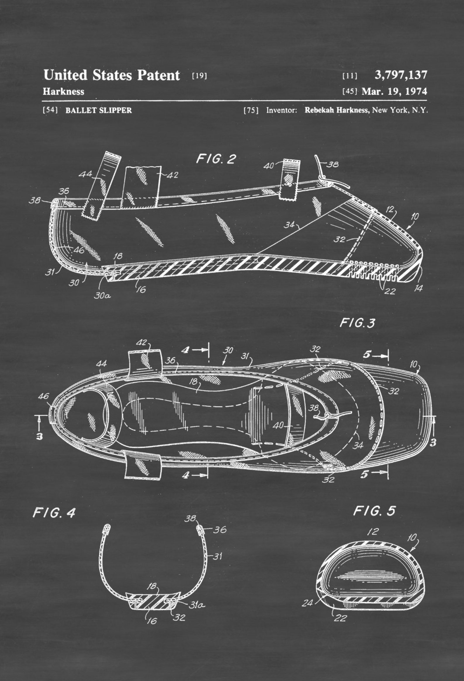 ballet slipper patent - ballet shoes, dance studio, ballerina gift, dance mom, ballet decor