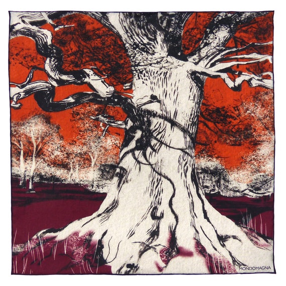 Silk Pocket Square - Oak Orange Burgundy