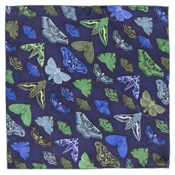 Silk Pocket Square - Moth Green Blue