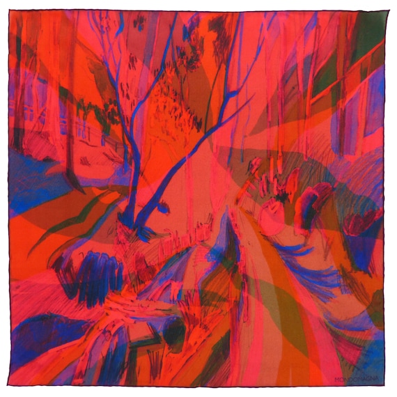 Silk Pocket Square - Woodland Red