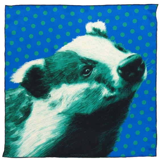 Silk Pocket Square - Badger Green Blue