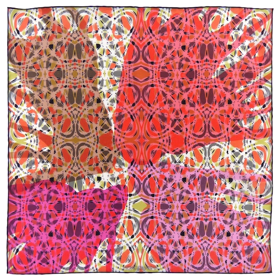 Silk Pocket Square - Russell Pink/Orange/Grey