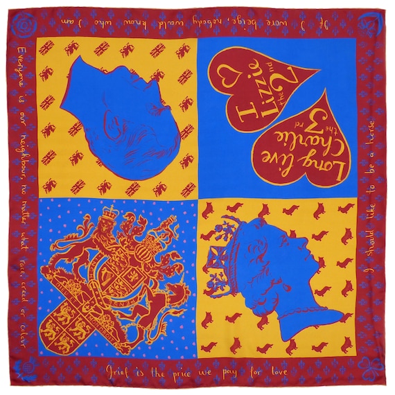 Square Silk Scarf (90cm) - Windsor Burgundy Blue Gold